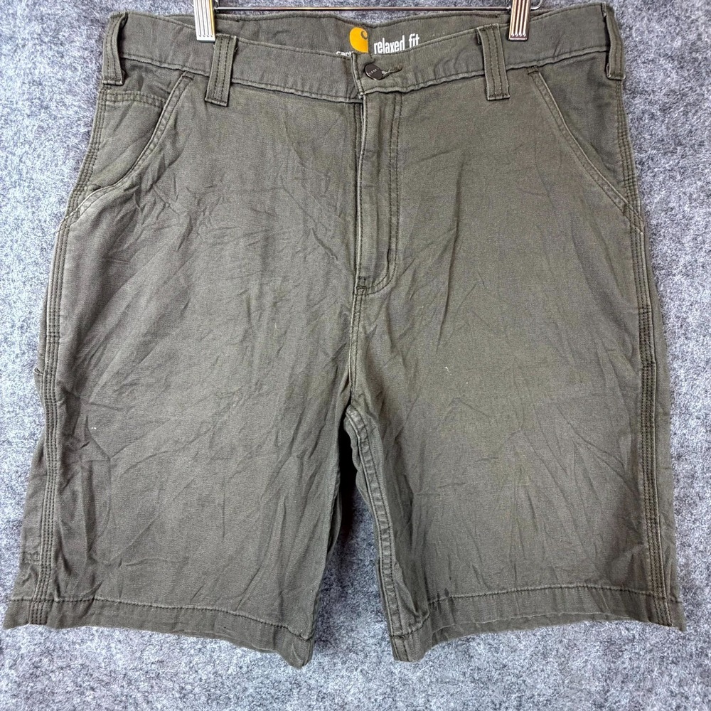 Carhartt Carpenter Shorts Mens 36 Green Relaxed Fit High Rise Utility Workwear